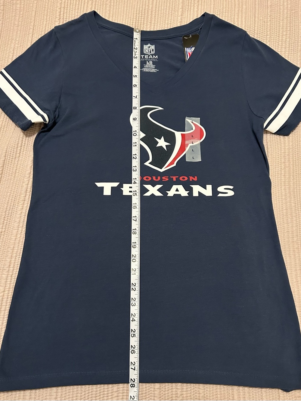 NFL Houston Texans Women's Navy V-Neck Tee with Logo - Picture 6 of 6